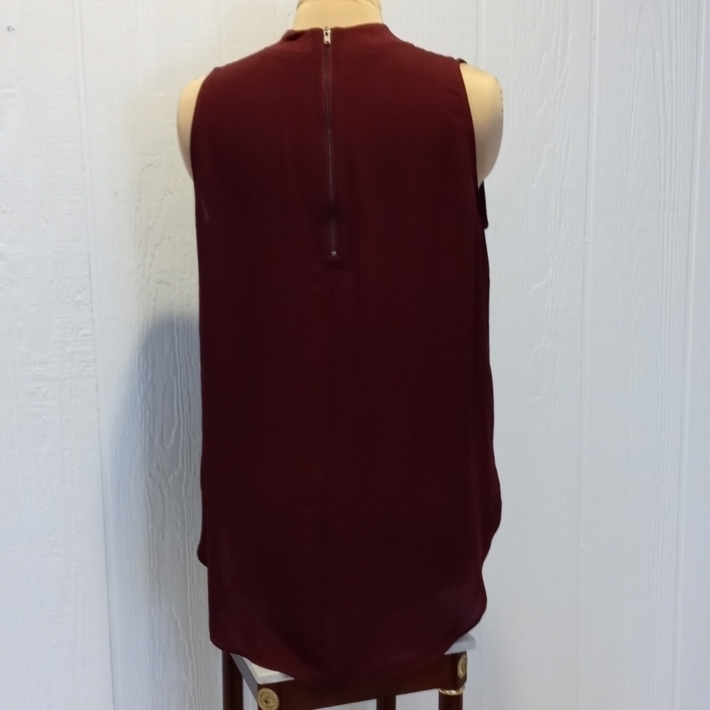 Loft large shear burgundy sleeveless blouse - Picture 7 of 9